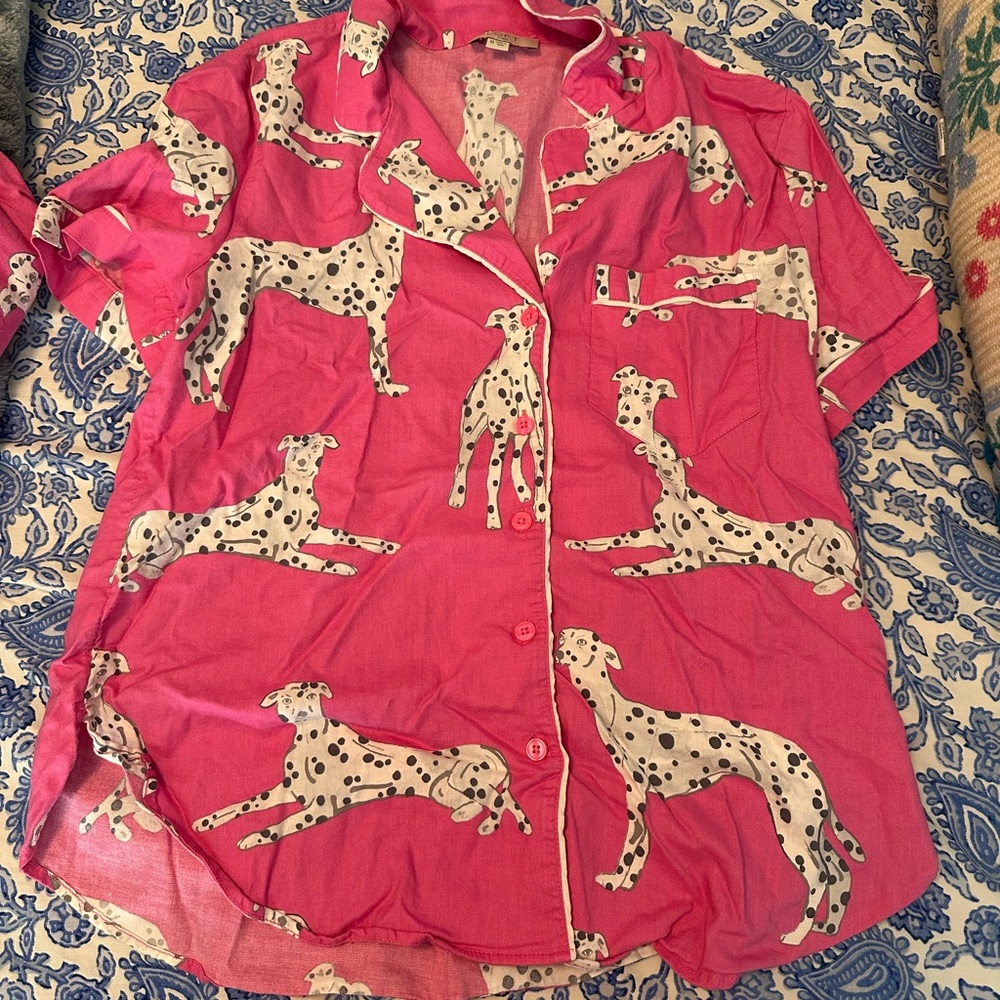 LOFT Pink Dalmatian Print Shirt